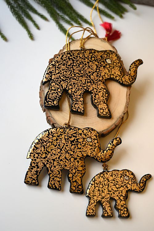 Kashmiri Art Xmas Decorations - Gold Chinar (Set Of 6)