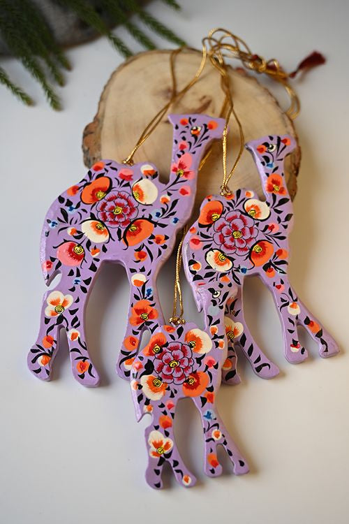 Kashmiri Art Xmas Decorations - Pink & Mauve Rhapsody (Set Of 12)