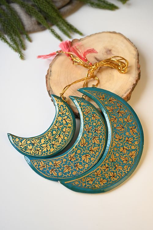 Kashmiri Art Xmas Decorations - Blue Rhapsody (Set Of 9)