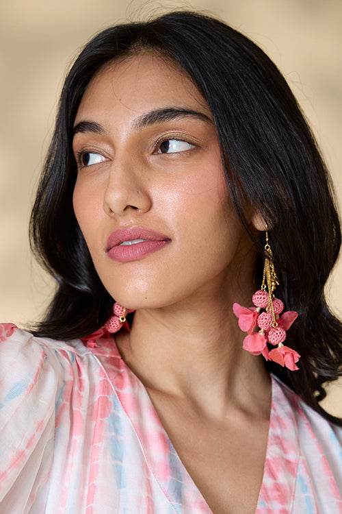 Samoolam Swing Earrings ~ Fuchsia Floral