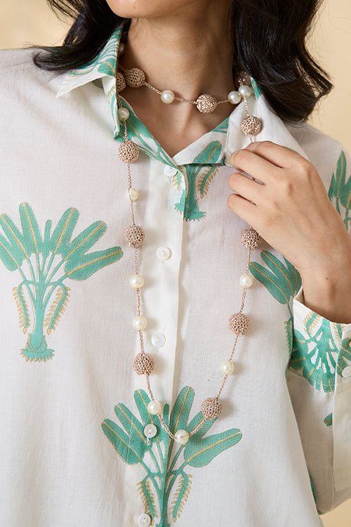 Samoolam Rose Gold Crochet Beads Necklace