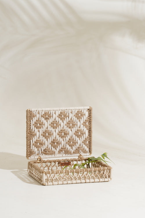 Sirohi Jute And White Multifunctional Box