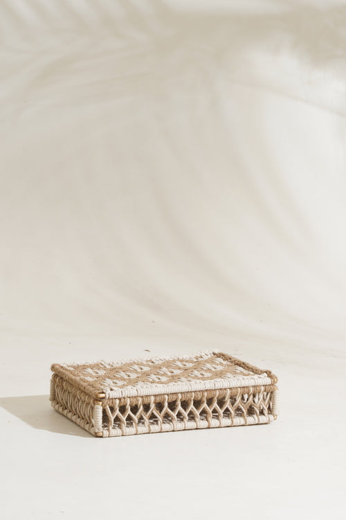 Sirohi Jute And White Multifunctional Box