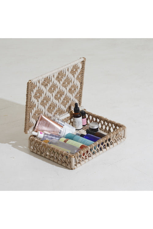 Sirohi Jute And White Multifunctional Box