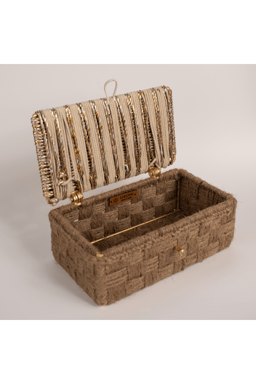 Sirohi Axis Gift Box | White, Gold And Jute