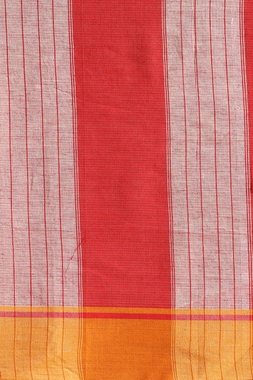 Punarjeevana Red Body Mustard Border Reversible Patteda Anchu