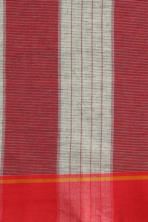 Punarjeevana Ganga Jamuna Red-Mustard Border Reversible Patteda Anchu