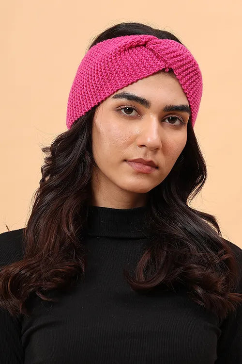 Ajoobaa "Luxe Knit" Handknitted Merino Headband - Magenta