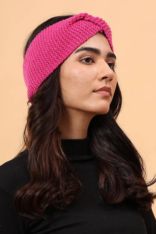 Ajoobaa "Luxe Knit" Handknitted Merino Headband - Magenta