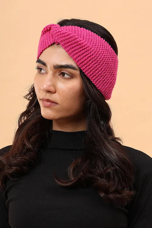 Ajoobaa "Luxe Knit" Handknitted Merino Headband - Magenta