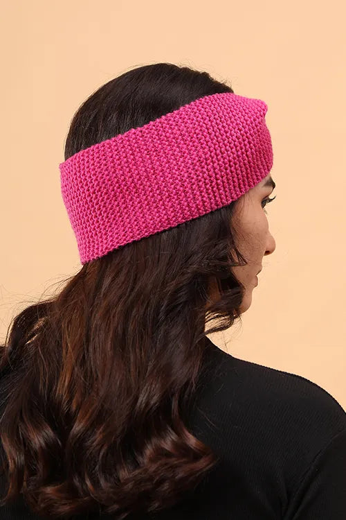 Ajoobaa "Luxe Knit" Handknitted Merino Headband - Magenta