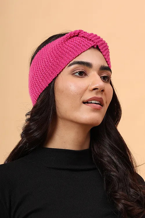 Ajoobaa "Luxe Knit" Handknitted Merino Headband - Magenta