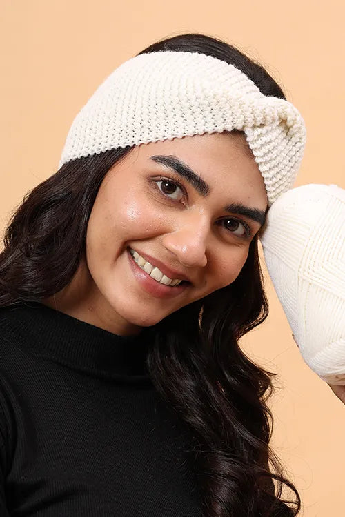 Ajoobaa "Luxe Knit" Handknitted Merino Headband - Offwhite