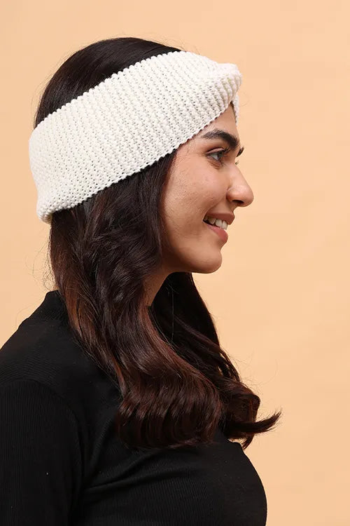 Ajoobaa "Luxe Knit" Handknitted Merino Headband - Offwhite