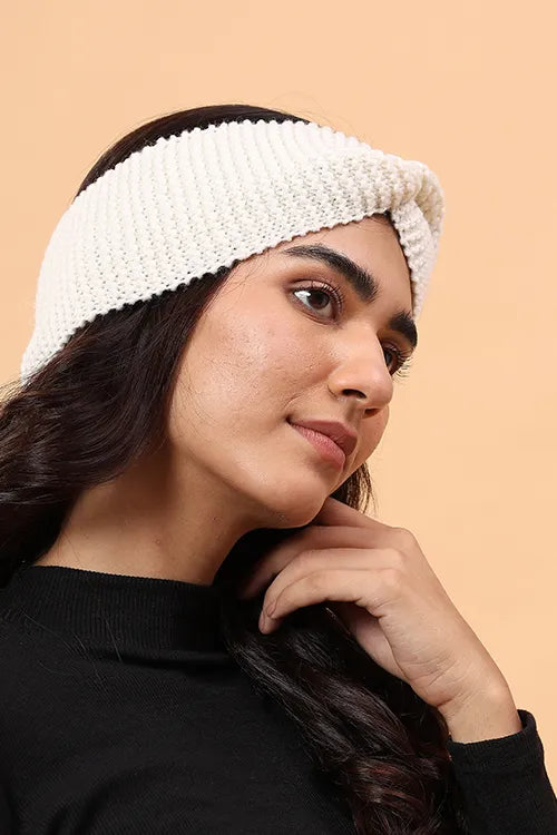 Ajoobaa "Luxe Knit" Handknitted Merino Headband - Offwhite