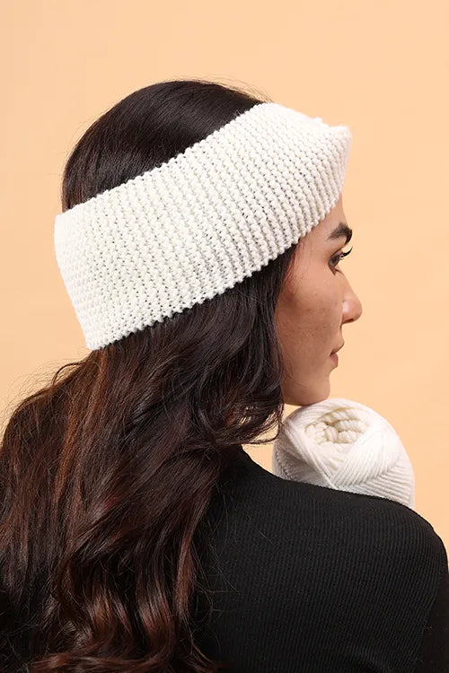 Ajoobaa "Luxe Knit" Handknitted Merino Headband - Offwhite