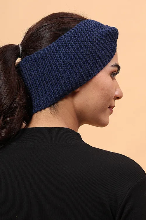 Ajoobaa "Luxe Knit" Handknitted Merino Headband - Navy