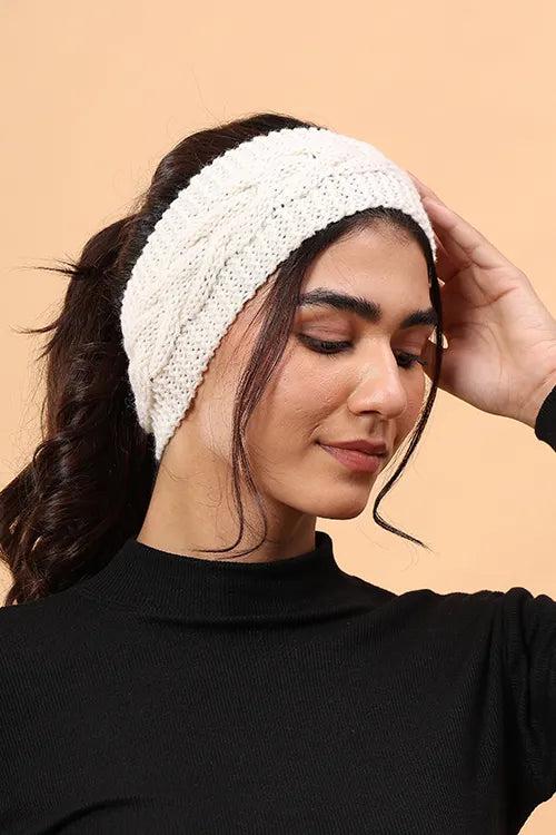 Ajoobaa "Boho" Handknitted Merino Headband - Offwhite