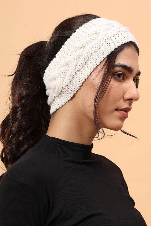 Ajoobaa "Boho" Handknitted Merino Headband - Offwhite