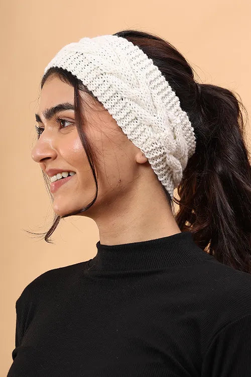 Ajoobaa "Boho" Handknitted Merino Headband - Offwhite