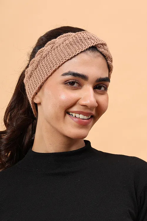 Ajoobaa "Twisted" Handknitted Merino Headband - Beige