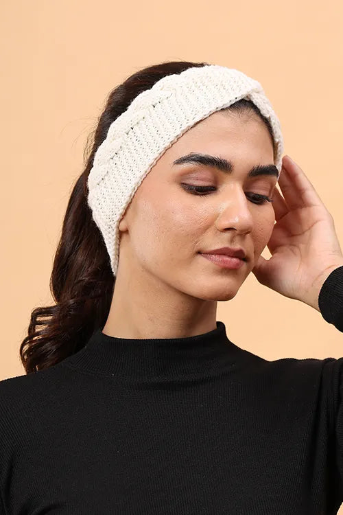 Ajoobaa "Cable Knit" Handknitted Headband - Offwhite