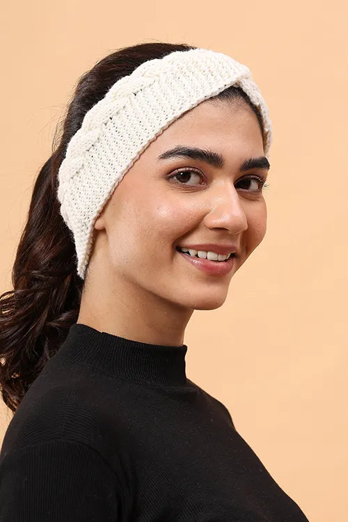 Ajoobaa "Cable Knit" Handknitted Headband - Offwhite