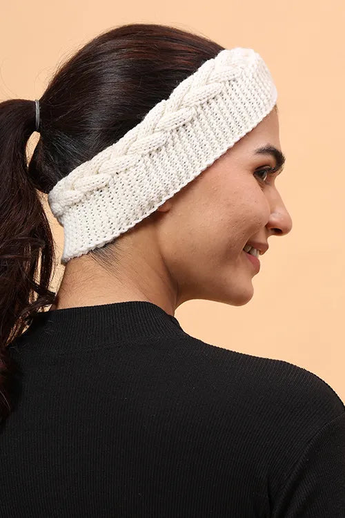 Ajoobaa "Cable Knit" Handknitted Headband - Offwhite