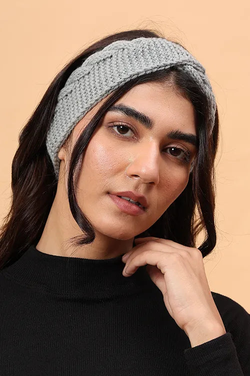 Ajoobaa "Twisted" Handknitted Merino Headband - Grey