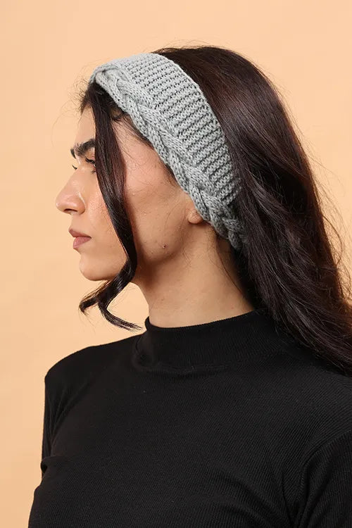 Ajoobaa "Twisted" Handknitted Merino Headband - Grey
