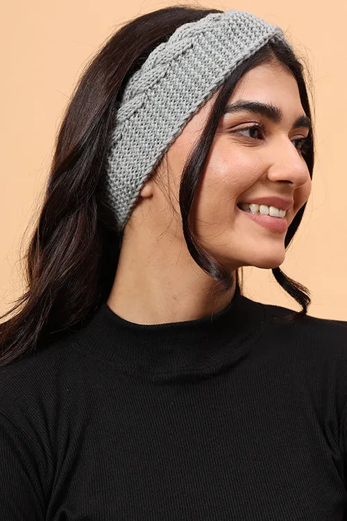 Ajoobaa "Twisted" Handknitted Merino Headband - Grey