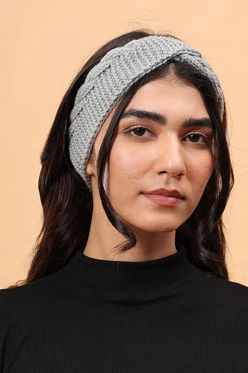 Ajoobaa "Twisted" Handknitted Merino Headband - Grey