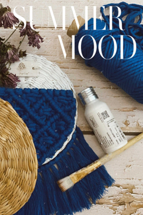 Pine Cone Santorini Blue Macrame Basket Wall Decor