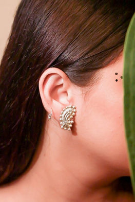 India Craft House Pure Silver Maharashtrian Masoli Earrings