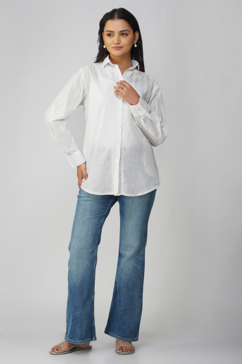 Phae Ella Long Shirt In Cotton Fabric