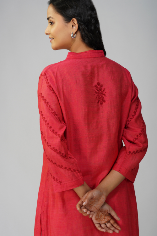 Phae Tamasi Kurta In Cotton With Hand Embroidery