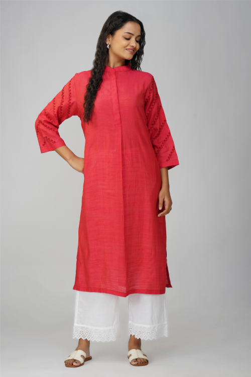 Phae Tamasi Kurta In Cotton With Hand Embroidery