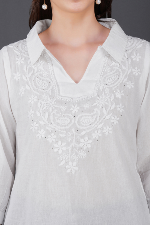 Phae Tema White Top Kashmir Gala