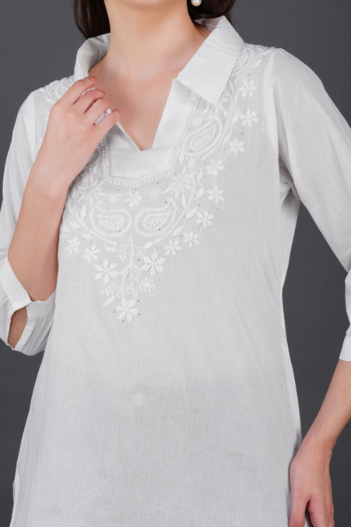 Phae Tema White Top Kashmir Gala