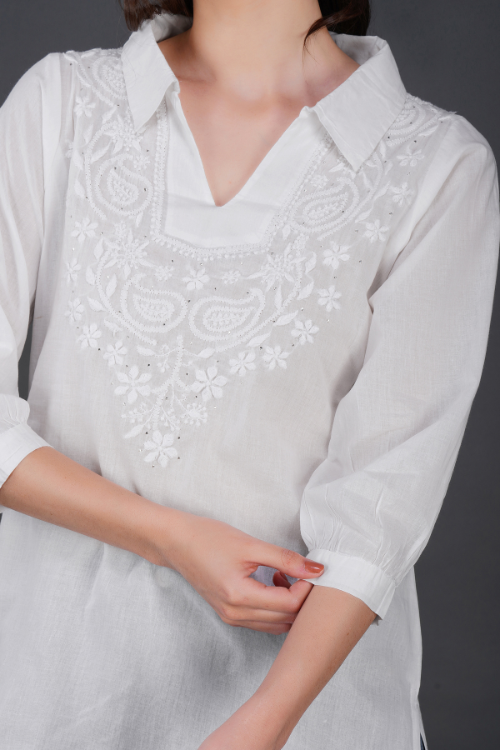 Phae Tema White Top Kashmir Gala