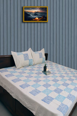 Craftsman'S Choice: Pure Cotton Bedspread From Rustic Route Blue & Firozi