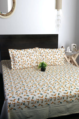 Rustic Route'S Hand-Printed Cotton Bedspread Teal Blue, Gray & Occur Yellow