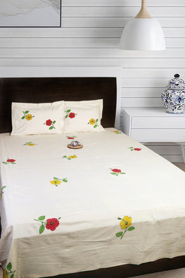 Bedspread: Pure Cotton Hand Block Printed Perfection From Rustic Route Red & Yellow