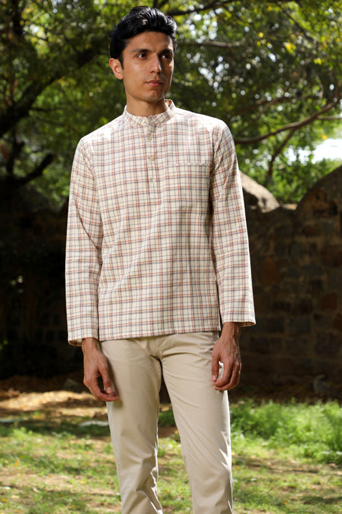 Rangsutra Arka Cotton Checked Short Kurta