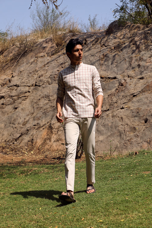 Rangsutra Arka Cotton Checked Short Kurta