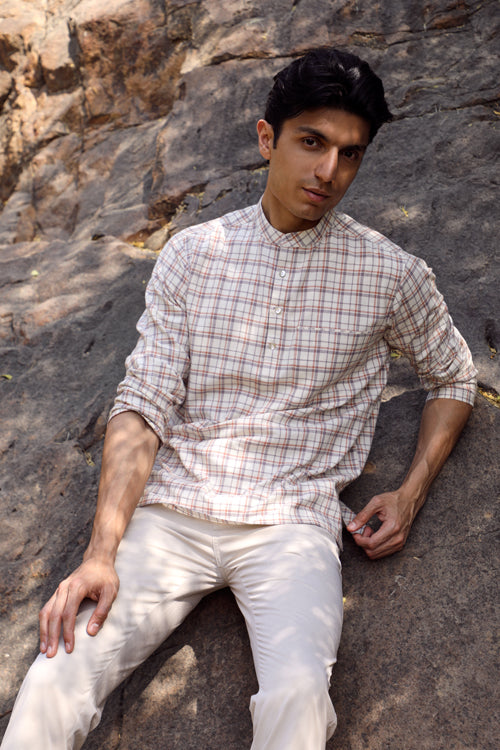 Rangsutra Arka Cotton Checked Short Kurta