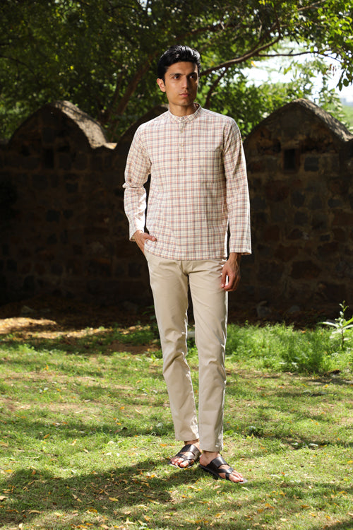 Rangsutra Arka Cotton Checked Short Kurta