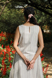 Arka Cotton Offwhite Striped Dress