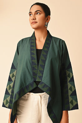 Rishta Handkerchief Hem Green Ralli Jacket
