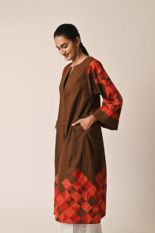 Rangsutra Rishta Long Brown Ralli Jacket
